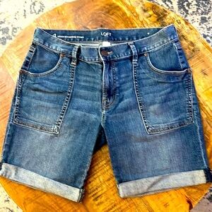 LOFT Light and Dark Blue Denim Shorts 2